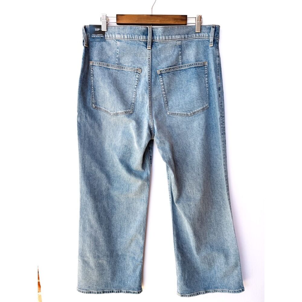 NWT J. Crew Factory Light Wash Slim Wide Leg Patch Pocket Denim Jeans 32P - Picture 8 of 10